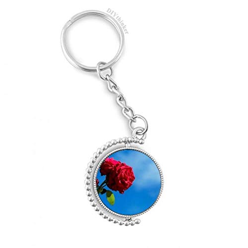 Porte-clés rotatif ciel bleu et roses pour organiser vos clés de maison