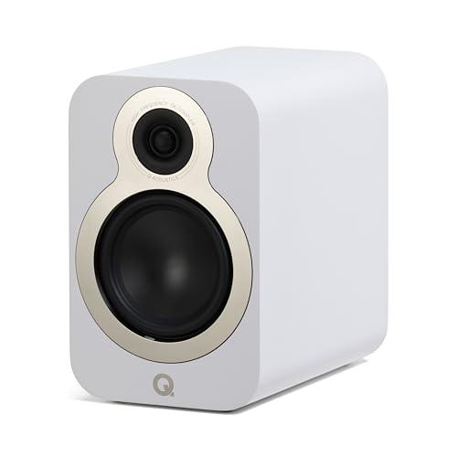 Image of Q Acoustics 3020c Bookshelf Speakers Pair Satin White - 2-Way Reflex Enclosure Type, 4.75" Bass Driver, 0.9" Tweeter - Stereo Speakers/Passive Speakers for Home Theater Sound System