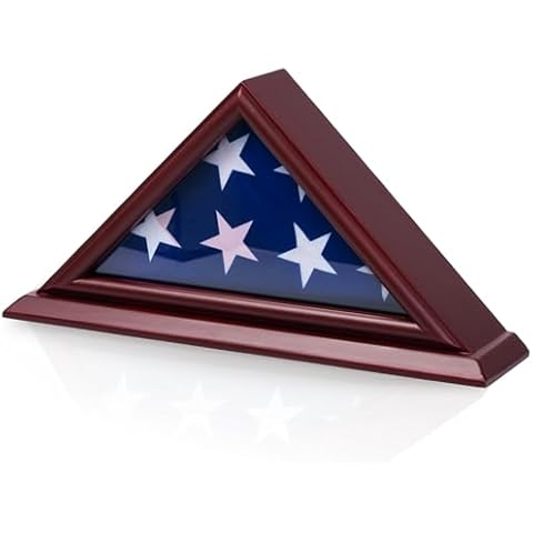 DECOMIL - 3'x5' Flag Display Case | Flag Shadow Box (Not for Burial Funeral Flag), Small Flag Display Case ,Solid Wood, Cherry Finish Cover