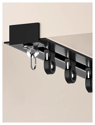 Recessed Invisible Curtains Track for Top Mounted Recessed Guide Rails Concealed Slide Rails(Black,160cm/5.2ft)