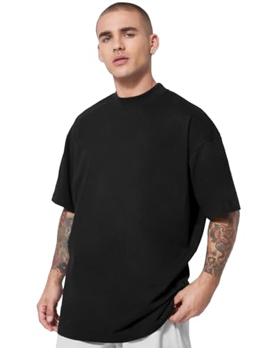 Image of CHKOKKO Oversized Tshirt for man Solid Classic Round Neck Loose Fit Half Sleeve Soft and Comfortable Casual Stylish wear for Summer