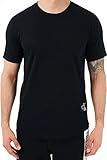 Geschwungener Saum Calvin Klein Jeans Herren T-Shirt Kurzarm Badge Turn Up Sleeve Rundhalsausschnitt, Schwarz (Ck Black), XL