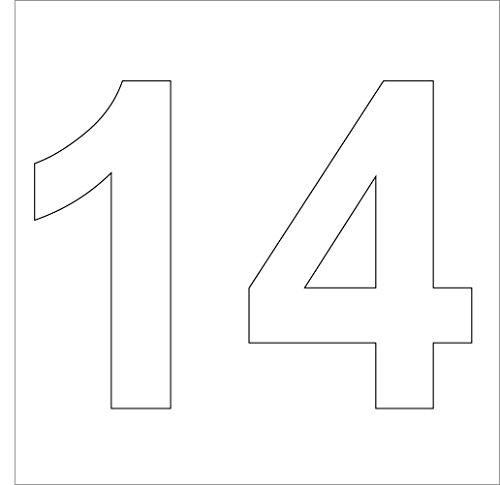 3 weiße, hochwertige Zahlen Aufkleber Nr." 14 " 10 cm hoch aus Hochleistungsfolie, ohne Hintergrund, Zahl,Nummer,Mülltonnen,Mülltonne ,Aufkleber,Nummer Cover