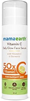Mamaearth Vitamin C Daily Glow Face Serum for Men & Women - Vitamin C Serum for Glowing Skin, Oily Skin & Dark Spots, With 50x Vitamin C -30ml