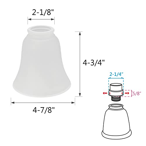 Image of Aspen Creative 23046-4A Transitional Style Bell Shaped Frosted Shade, 2-1 /8 inch Fitter Size, 4-3 /4 inch Height x 4-3 /4 inch Diameter, 4 Pack REPLACEMENT GLASS