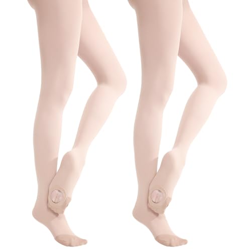 MANZI 2 Paar Ballettstrumpfhose Damen Cabrio Tanz Strumpfhose mit Fersenloch Ballettkleidung für Erwachsene Ballett Rosa S-M