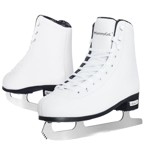 MammyGol Classic Ice Figure Skates for Womens/Misses/Girls Lace up with Stainless Steel Blade Light Support Ice Figure Skates in White Color by MammyGol - Used condition - US$26.52