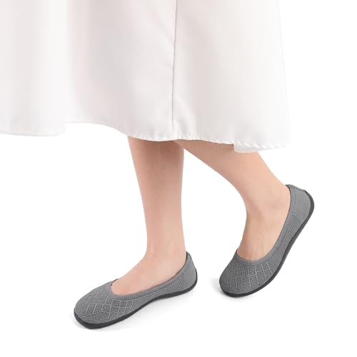 Image of KBZone Women's Flat Shoes Round Toe Knit Ballet Flat Comfort Dressy Flat Walking Shoes