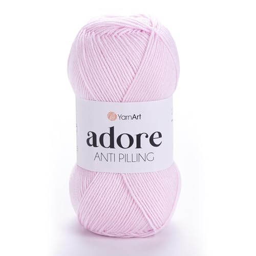 1 Skein YarnArt Adore, Antipilling Yarn, 100% Antipilling Acrlylic, 100 g (3.5 oz), 280 m (306 yd), 3 : Light-DK, Light Pink - 361