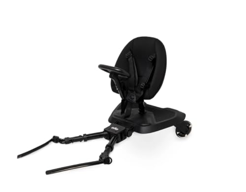 Aya EasyRide Universal Buggy Board with Seat – 2-in-1 Ride-On Board for Toddlers | Fits Most Strollers & Pushchairs | Non-Slip Platform + Suspension Wheels (Graphite)