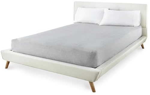 Hybrid Flat Sheet with Elastic Bottom Corners by Eazy Sheetz – Top Flat Sheet Feel with Stay-Tucked Corners for RV or Home Beds (King Flat - Standard, Short, or RV (Rain - Silky Cotton) FLKR