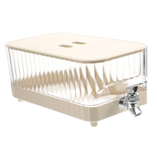 Drink Bucket with Tap Drink Jar Containers Transparent Water Kettle Drink Dispenser for Fridge Cold Water Bin Juice Carafes Kettle Water Jug Pp Household Coffee White