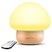 Night Lights for Kids, ANGTUO Baby LED Mushroom Night Lamp, Soft Silicone Lampshape, 100% Rubber Wood, 4 Light Modes and 16 Color by Wireless Remote - US Plug