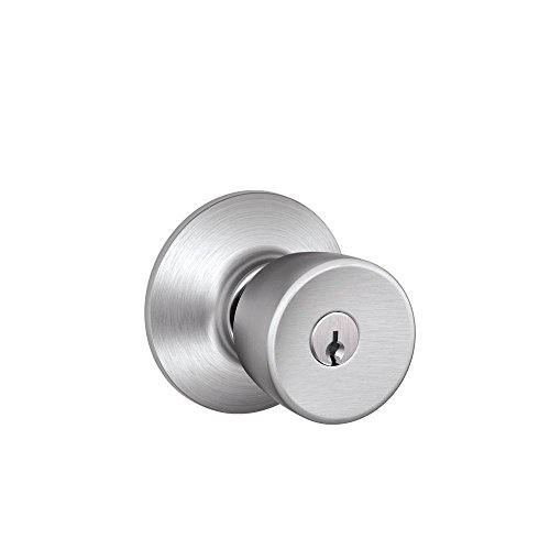 SCHLAGE F51A BEL 626 Bell Knob Keyed Entry Lock, Satin Chrome - image 1