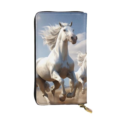 Horses Prints Leather Long Clutch Wallet for Fashionable Girls and Women - Durable, Stylish, and Functional, Black, One Size