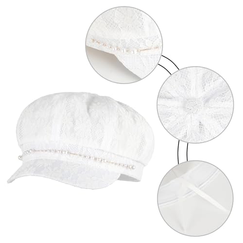 Gorra de mujer estilo newsboy en mezcla de algodón y encaje miniatura 5