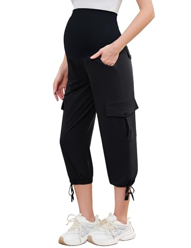 POSHGLAM Women's Maternity Cargo Capris Pants