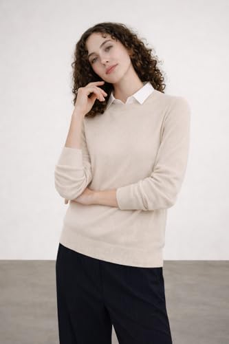 Image of State Cashmere Women's Essential Crewneck Sweater 100% Pure Cashmere Classic Long Sleeve Pullover