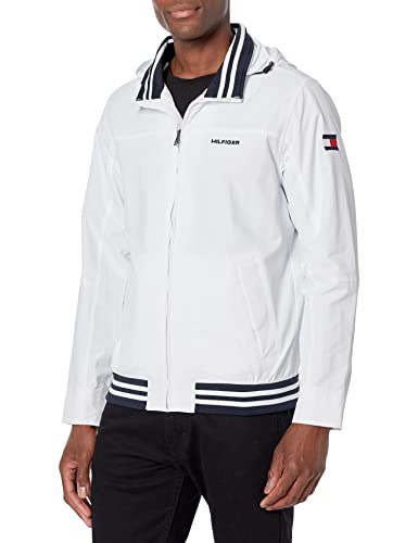 Tommy Hilfiger mens Lightweight Waterproof Regatta Bomber Jacket, White, X-Large US