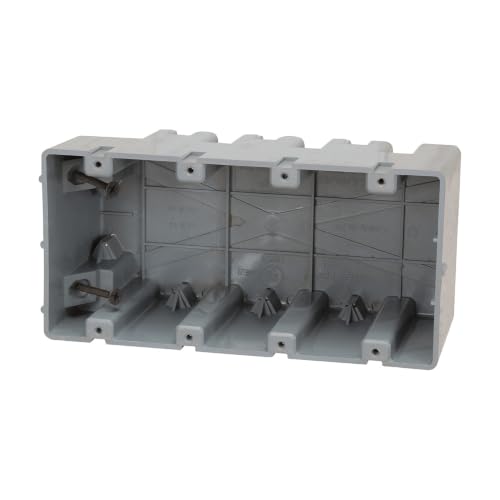 Image of Southwire MSB4G Four Gang Device Box with Depth Adjustable; Heavy Duty 42lb ; Gray