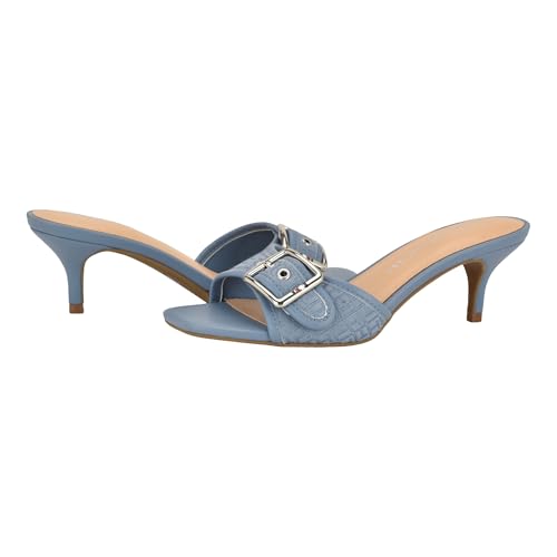 Tommy Hilfiger Women's Camhila Heeled Sandal, Light Blue Logo Multi 450, 6 by Tommy Hilfiger - Used condition - Image 2