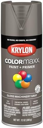 Krylon K05599007COLORmaxx Spray Paint and Primer for Indoor/Outdoor Use, Gloss Machinery Gray, 12 Ounce (Pack of 1)