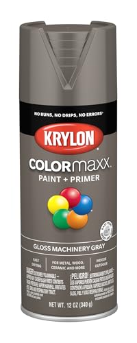 Image of Krylon K05599007COLORmaxx Spray Paint and Primer for Indoor /Outdoor Use, Gloss Machinery Gray, 12 Ounce (Pack of 1)
