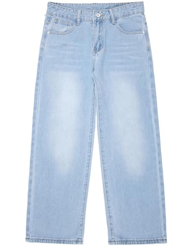 FREDD MARSHALL Boys Light Blue Baggy Jeans Straight-Leg Loose Casual Denim Pants with Pockets Y116Light Blue 16