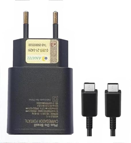 Plus Do Brasil Carregador Super Rápido 25w Para Samsung Galaxy S25 S24 S23 S21 S20 Fe Plus Ultra Tablet Super Fast Turbo Cabo Usb C Power Delivery Pd 3.0 Anatel