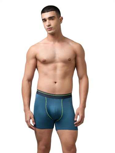 Image of TECHNOSPORT Men's Colorblock Trunks Underwear with ElastoLITE 4 Way Stretch Lightweight Breathable Moisture Wicking Soft Anti Odour Anti Microbial Comfort Fit Boxer Briefs Innerwear for Men