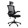 Techni Mobili Modern Ergonomic High-Back Office Chair, Executive Mesh Home Office Chair with Adjustable Headrest & Flip Up Arms, Black , 49.5″ x 26.37″ x 26.37″