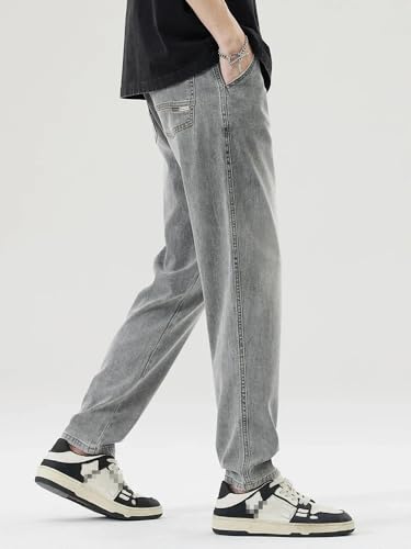 Thin Straight Jeans Pants Men Summer Stretch Casual Korea Denim Trousers Male3