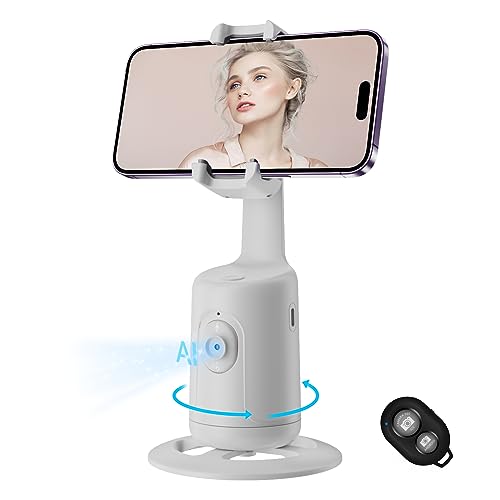 Image of Auto Face Tracking Tripod, No App, 360° Rotation Face Body Phone Camera Mount Gesture Control, Smart Shooting Holder with 3000mAh Rechargeable Battery for Vlog, Streaming, Tiktok Trend Items (White)