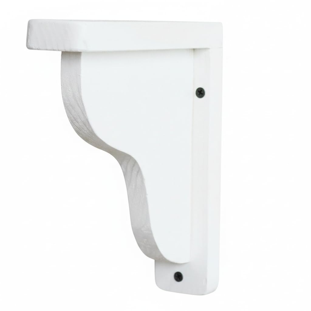 2 x Pine Wooden Shelf Brackets Gallows White 180mm x 200mm
