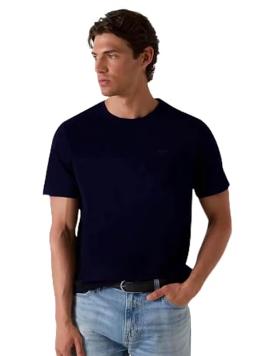 Guess Kurzarm kleines Patchwork Baumwollmodal T-Shirt mit Rundhalsausschnitt, P70742S6049, navy, XL