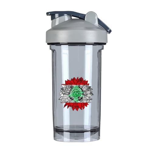 Vintage Sunflower Lebanese Lebanese Flag 18 Ounce Shaker Bottle Drink Mixer Leak-proof Pre Workout Protein Shakes Meal Replacement Shakes Bottles 500ML/18 Oz Gray