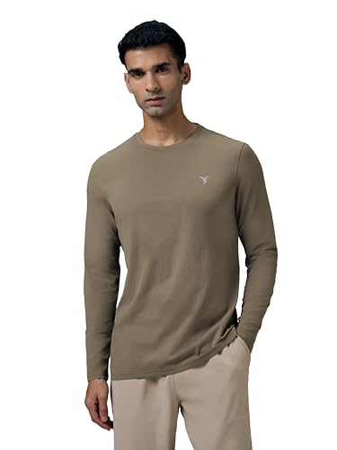 Image of TECHNOSPORT Men's Slim Fit Full Sleeve Crew Neck T-Shirt, COTFLEX Quick Dry Moisture Wicking Stretchable Sports Gym and Casual Wear