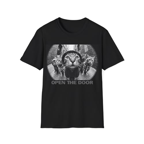 T-shirt chat Open The Door en coton pour homme et femme