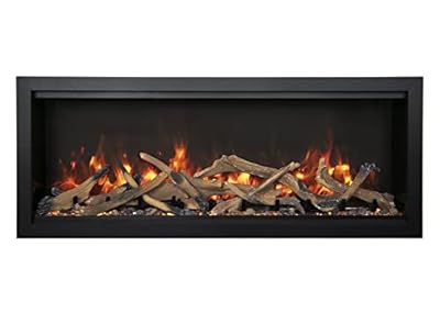 Amantii SYM-50-XT-BESPOKE Symmetry Extra Tall Bespoke 50-inch Indoor/Outdoor Electric Fireplace with Remote, Trim, Drift Log Media, and WiFi/Bluetooth Speaker