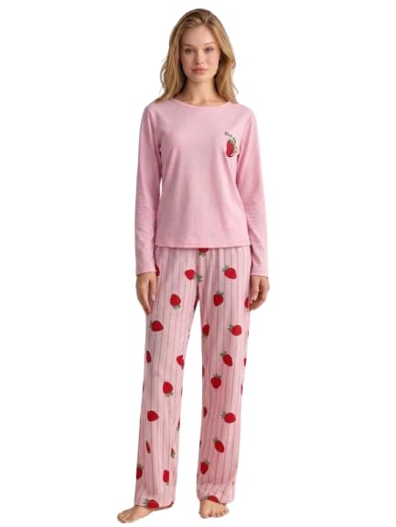 Womens Korean Night Dress | Full Pyjama Set | Korean Nightsuit | Women Nightwear |Round Neck Full Sleeve Nightsuit | Loungewear | Everyday Nightdress-image-46