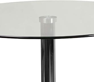 Flash Furniture Hills 31.5'' Round Glass Dining Table with 29''H Chrome Base, Decorative Narrow Round Tempered Glass Cocktail Table, Clear/Silver