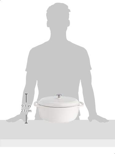 AmazonBasics Oval Enameled Cast Iron Dutch Oven-7-Quart, Matte White, 327259140 - Thumbnail 4
