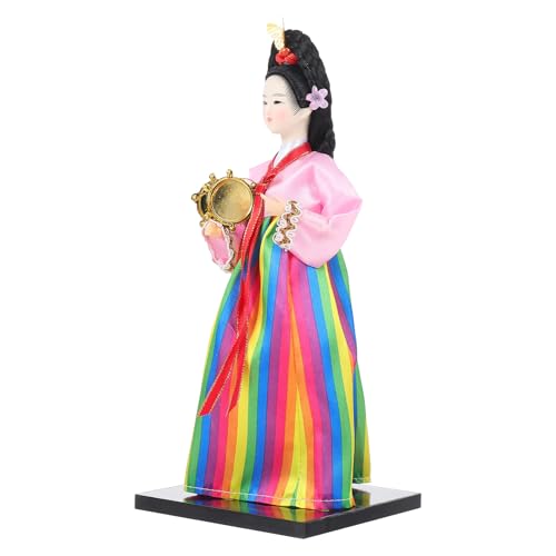 GARVALON Muñeca Coreana de Estilo Artesanal Decoración Escritorio Adorno Tradicional y Compacta para Hogar Cafetería Regalo Original