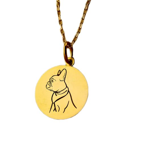 Colgante Bulldog Francés Plata 925 Antialérgico Baño Oro L_01389