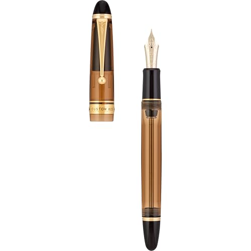 Image of Pilot Custom 823 Fountain Pen, Amber Barrel, Blue Ink, Medium Nib (60556)