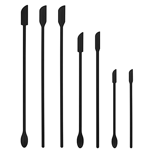 GoldOars Spatule en Silicone Multicolore, Petites spatules en silicone, 4pcs Mini spatules de maquillage, Get Last Drop (Noir)