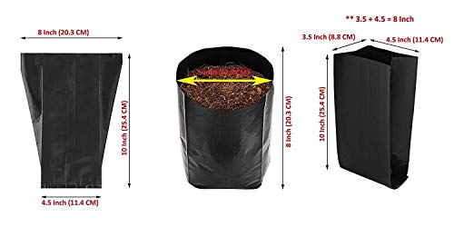 Image of Agritech Black Nursery Cover /Plant Grow Bag - 50 Nos (8x10, 50)