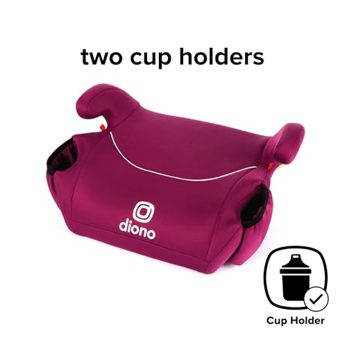 Image of Diono Solana, No Latch, Single Backless Booster Car Seat, Lightweight, Machine Washable Covers, Cup Holders, Pink