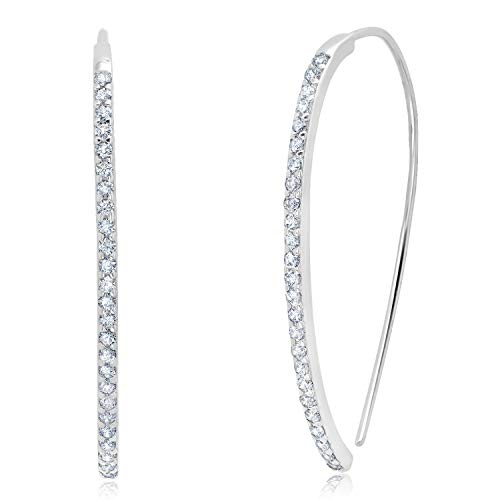 925 Sterling Silver Cubic Zirconia Threader Earrings for Women | Hypoallergenic & Lightweight CZ Dangle Threader Earrings by MAX + STONE