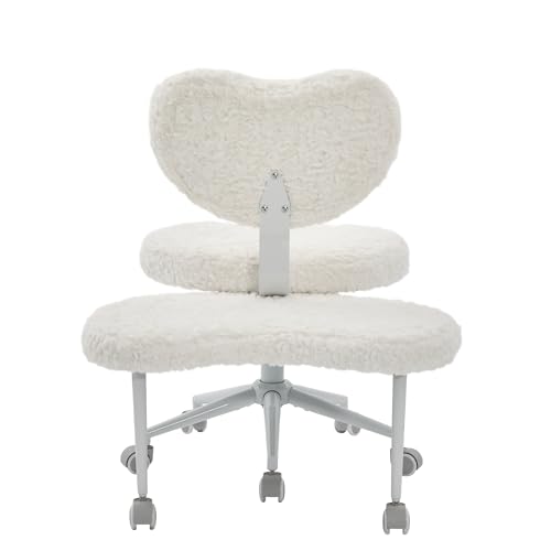 Image of Flexible Seating Chair for Home Office: 10+ Positions Active Sitting - 4.2 inch Thick Cushion & 360 Footstool for Meditation & ADHD Focus - Beige Faux Fur